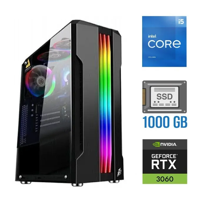 Ігровий ПК Tower / Intel Core i5-11400F (6(12) ядер по 2.6-4.4 GHz) / 32GB DDR4 / 1000 GB SSD / nVidia GeForce RTX 3060, 12 GB GDDR6, 192-bit - зображення 1