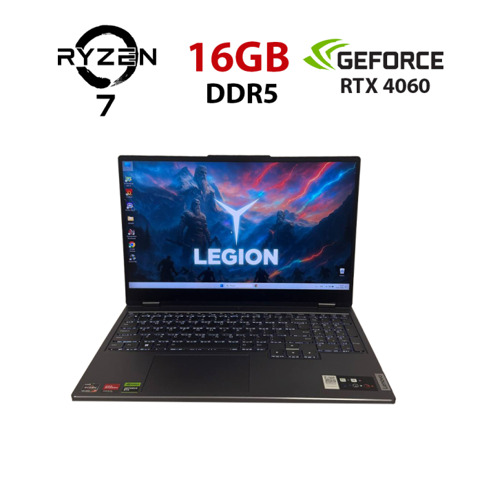 Ігровий ноутбук Б-класу Lenovo Legion 5 15ARP8 / 15,6" (2560x1440) IPS / AMD Ryzen 7 7735HS (8 (16) ядер 3.2 - 4.75 GHz) / 16 GB DDR5 / 512 GB SSD / nVidia GeForce RTX 4060, 8 GB GDDR6, 128-bit / WebCam б/в - изображение 1
