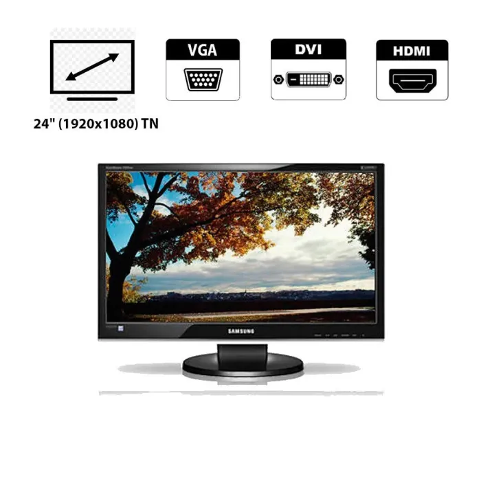 Монітор Samsung SyncMaster 2494HM/24" (1920x1080) TN/DVI, VGA, Audio + Кабель живлення б/в - зображення 1