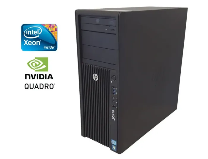 Робоча станція HP Z420 Workstation Tower / Intel Xeon E5-1650 V2 (6 (12) ядер по 3.2 - 3.9 GHz) / 64 GB DDR3 / NO HDD / nVidia Quadro 2000, 1 GB GDDR5, 128-bit / DVD-RW б/в - зображення 1