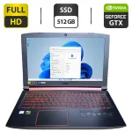 Ігровий ноутбук Acer Nitro 5 / 15.6" (1920x1080) IPS / Intel Core i5-8300H (4 (8) ядра по 2.3 - 4.0 GHz) / 8 GB DDR4 / 512 GB SSD / nVidia GeForce GTX 1060, 6 GB GDDR5, 192-bit / WebCam б/в