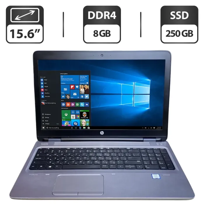 Ноутбук HP ProBook 650 G2 / 15.6" (1366x768) TN / Intel Core i5-6200U (2 (4) ядра по 2.3 - 2.8 GHz) / 8 GB DDR4 / 250 GB SSD / Intel HD Graphics 520 / WebCam б/в - зображення 1