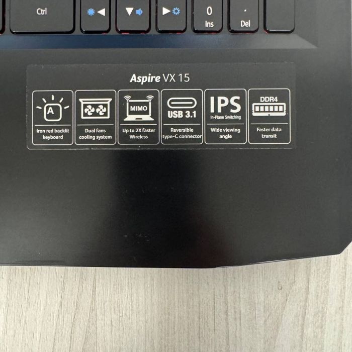 Ігровий ноутбук Б-клас Acer Aspire VX5-591G / 15.6" (1920x1080) IPS / Intel Core i5-7300HQ (4 ядра по 2.5 - 3.5 GHz) / 16 GB DDR4 / 512 GB SSD NVMe / nVidia GeForce GTX 1050, 4 GB GDDR5, 128-bit / WebCam б/в - зображення 8