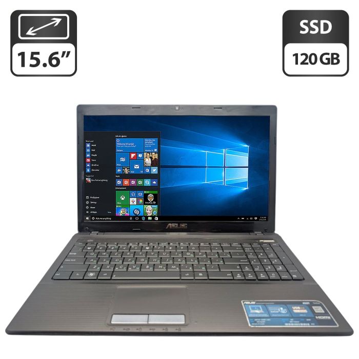 Ноутбук Asus A53T / 15.6" (1366x768) TN / AMD A6-3420M (4 ядра по 1.5 - 2.4 GHz) / 8 GB DDR3 / 120 GB SSD / AMD Radeon HD 6520G Graphics / WebCam / DVD-ROM б/в - изображение 1