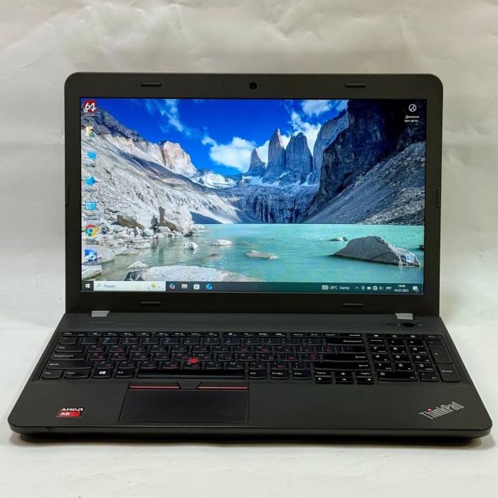 Ноутбук Lenovo ThinkPad E550 / 15.6" (1366x768) TN / AMD A6-7000 (2 ядра по 2.2 - 3.0 GHz) / 8 GB DDR3 / 120 GB SSD / AMD Radeon R4 Graphics / WebCam / Windows 10 Pro б/в - зображення 2