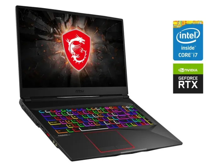 Ігровий ноутбук MSI GE75 Raider 9SE / 17.3" (1920x1080) IPS / Intel Core i7-8750H (6 (12) ядер по 2.2 - 4.1 GHz) / 16 GB DDR4 / 480 GB SSD / nVidia GeForce RTX 2060, 6 GB GDDR6, 192-bit / WebCam / Win 10 Home б/в - зображення 1