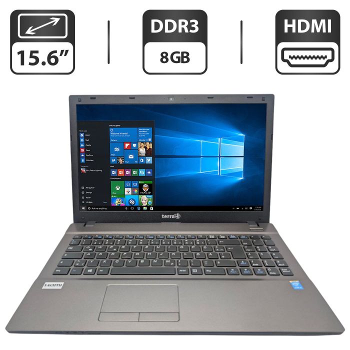 Ноутбук Terra Mobile 1529H / 15.6" (1366x768) TN / Intel Core i5-4210M (2 (4) ядра по 2.6 - 3.2 GHz) / 8 GB DDR3 / 500 GB HDD / Intel HD Graphics 4600 / WebCam / DVD-ROM б/в - зображення 1