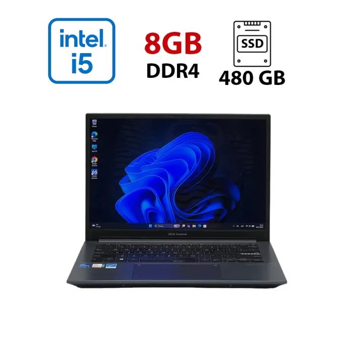 Ультрабук Б-клас Asus Vivobook Pro 14 K3400P / 14" (1920x1080) OLED / Intel Core i5-11300H (4 (8) ядра по 3.1 - 4.4 GHz) / 8 GB DDR4 / 480 GB SSD / Intel Iris Xe Graphics / WebCam б/в - изображение 1