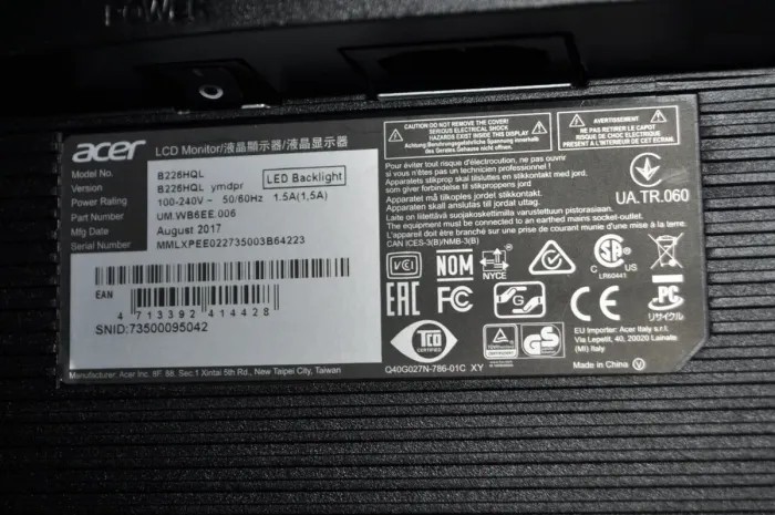 Монітор Acer Professional B226HQL / 22" (1920x1080) TN / VGA, DVI / Вбудовані колонки 1x 1W б/в - зображення 8