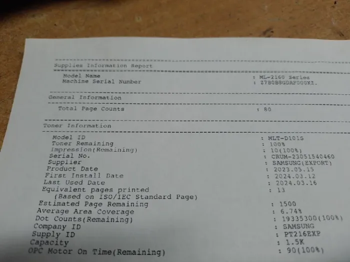 Принтер Samsung ML-2165 / Лазерний монохромний друк / 1200x1200 dpi / 20 стор./хв / A4 / USB 2.0 б/в - зображення 5