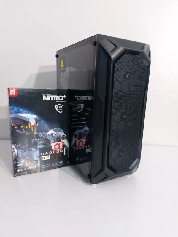 Ігровий ПК 1stPlayer FireBase X6 Tower / Intel Core i5-8500 (6 ядер по 3.0 - 4.1 GHz) / 16 GB DDR4 / 128 GB SSD M.2 + 512 GB SSD / AMD Radeon RX 570, 8 GB GDDR5, 256-bit / 500W б/в - зображення 3