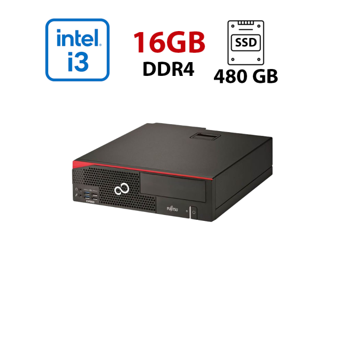 Комп'ютер Fujitsu Esprimo D556 E85+ SFF / Intel Core i3-6100 (2 (4) ядра по 3,7 ГГц) / 16 ГБ DDR4 / 480 ГБ SSD / Intel HD Graphics 530 б/в - изображение 1