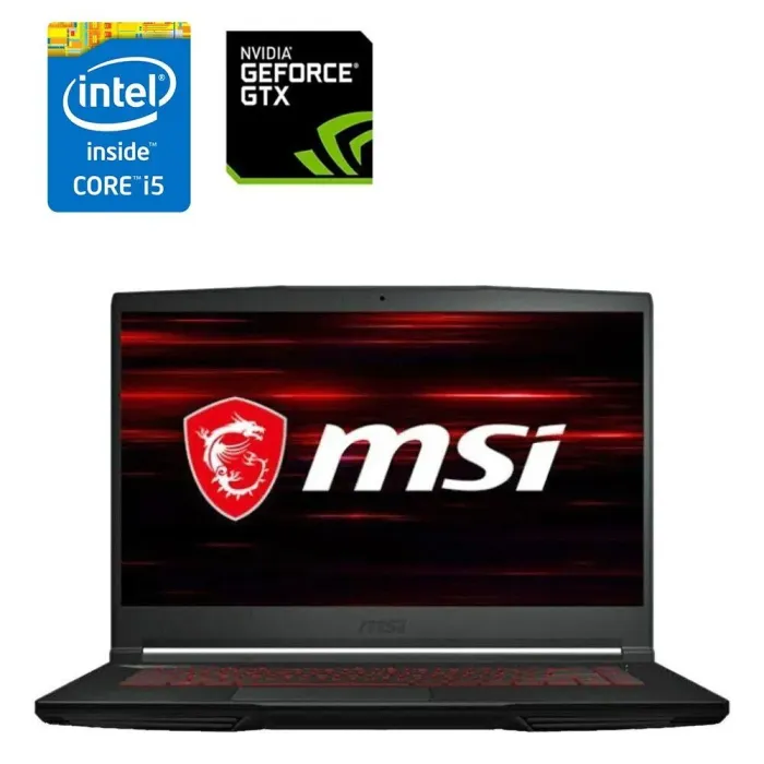 Ігровий ноутбук MSI GF63 Thin 95C / 15.6" (1920x1080) IPS / Intel Core i5-9300H (4 (8) ядра по 2.4 - 4.1 GHz) / 16 GB DDR4 / 480 GB SSD / nVidia GeForce GTX 1650, 4 GB GDDR5, 128-bit / WebCam б/в - зображення 1