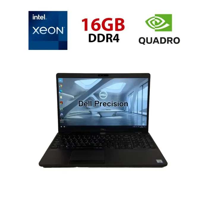 Мобільна робоча станція Dell Precision 3541 / 15,6" (1920x1080) IPS / Intel Xeon E-2276M (6 (12) ядер по 2,8 - 4,7 ГГц) / 16 ГБ DDR4 / 256 ГБ SSD / nVidia Quadro P620, 4 ГБ GDDR5, 128-біт / WebCam б/в - зображення 1