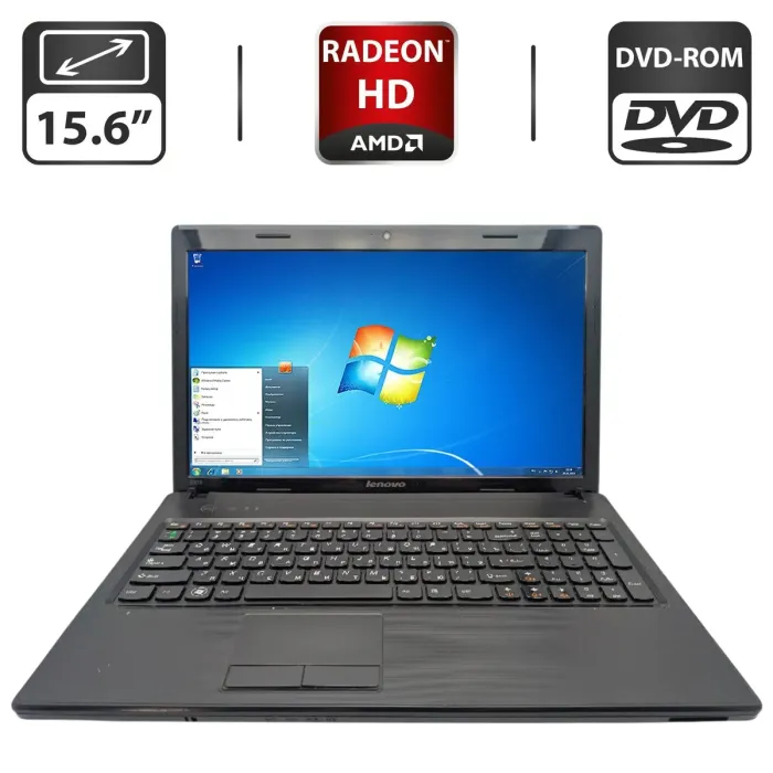 Ноутбук Lenovo G570 / 15.6" (1366x768) TN / Intel Core i3-2310M (2 (4) ядра по 2.1 GHz) / 8 GB DDR3 / 500 GB HDD / AMD Radeon HD 6370M, 1 GB GDDR3, 64-bit / WebCam / DVD-ROM б/в - зображення 1