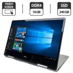 Ноутбук-трансформер Б-клас Dell Inspiron 13 7386 2-in-1 / 13.3" (1920x1080) IPS Touch / Intel Core i7-8565U (4 (8) ядра по 1.8 - 4.6 GHz) / 16 GB DDR4 / 240 GB SSD / Intel UHD Graphics / WebCam б/в