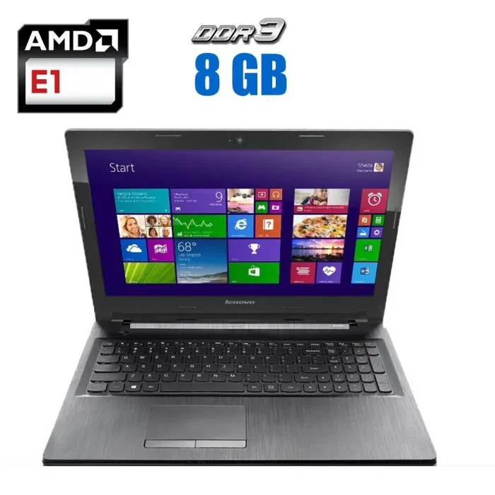 Ноутбук Б-клас Lenovo G50-45 / 15.6" (1366x768) TN / AMD E1-6010 (2 ядра по 1.35 GHz) / 8 GB DDR3 / 120 GB SSD / AMD Radeon R2 Graphics / WebCam б/в - зображення 1