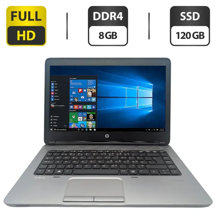 Ноутбук Б-клас HP ProBook 645 G3 / 14" (1920x1080) IPS / AMD Pro A10-8730B (4 ядра по 2.4 - 3.3 GHz) / 8 GB DDR4 / 120 GB SSD / AMD Radeon R5 Graphics / WebCam б/в - зображення 1