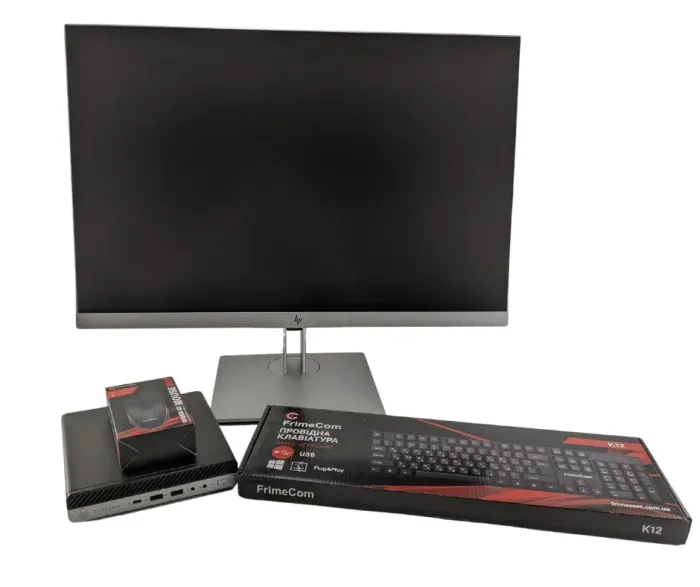 Комплект ПК: HP EliteDesk 800 G3 Mini USFF / Intel Core i5-6400T (4 ядра по 2.2 - 2.8 GHz) / 16 GB DDR4 / 240 GB SSD / Intel UHD Graphics 530 / Блок живлення + Монітор HP EliteDisplay E243i / 24" (1920x1200) IPS / VGA, HDMI, DisplayPort б/в - зображення 2