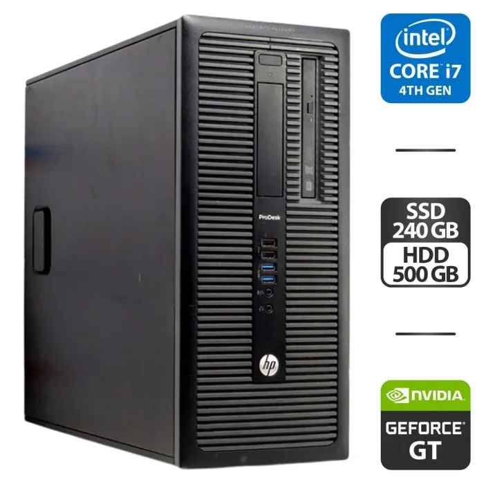 Комп'ютер HP ProDesk 600 G1 Tower / Intel Core i7-4770 (4 (8) ядра по 3.4 - 3.9 GHz) / 16 GB DDR3 / 240 GB SSD + 500 GB HDD / nVidia GeForce GT 730, 2 GB GDDR3, 64-bit / VGA б/в - зображення 1