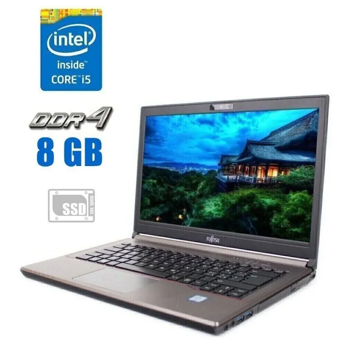 Ноутбук Fujitsu LifeBook E746 / 14" (1366x768) TN / Intel Core i5-6300U (2 (4) ядра по 2.4 - 3.0 GHz) / 8 GB DDR4 / 256 GB SSD / Intel HD Graphics 520 / WebCam / Win 10 б/в - зображення 1