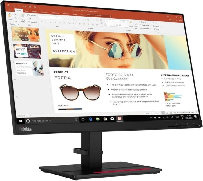 Монітор Lenovo ThinkVision P24h-2L / 24" (2560x1440) IPS / 1x HDMI, 2x DisplayPort, 1x USB Tipe-C, 4x USB 3.0, 1x Audio, 1x Ethernet / 2x 1W / VESA 100x100 / Pivot б/в - зображення 4