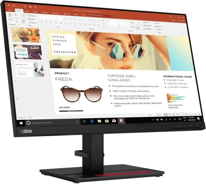 Монітор Lenovo ThinkVision P24h-2L / 24" (2560x1440) IPS / 1x HDMI, 2x DisplayPort, 1x USB Tipe-C, 4x USB 3.0, 1x Audio, 1x Ethernet / 2x 1W / VESA 100x100 / Pivot б/в - зображення 4