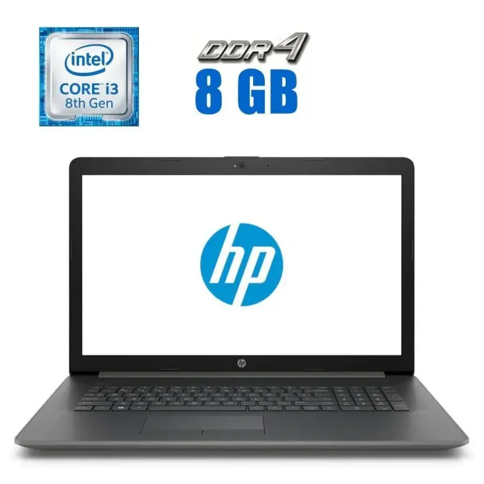 Ноутбук Б-клас HP 17-BY0061CL / 17.3" (1600x900) TN / Intel Core i3-8130U (2 (4) ядра по 2.2 - 3.4 GHz) / 8 GB DDR4 / 512 GB SSD M.2 / Intel UHD Graphics 620 / WebCam / Win 10 Home б/в - зображення 1