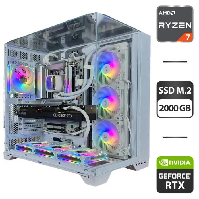 Збірка під замовлення: комп'ютер Lian-Li O11 Vision White Tower / AMD Ryzen 7 7800X3D (8 (16) ядер по 4.2 - 5.0 GHz) / 32 GB DDR5 / 2000 GB SSD M.2 / nVidia GeForce RTX 4070 Ti Super, 16 GB GDDR6X, 256-bit / 850W - зображення 1