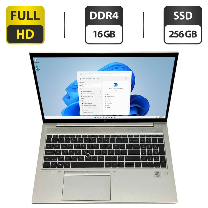 Ультрабук HP EliteBook 850 G7 / 15.6" (1920x1080) IPS / Intel Core i7-10610U (4 (8) ядра по 1.8 - 4.9 GHz) / 16 GB DDR4 / 256 GB SSD / Intel UHD Graphics / WebCam / Fingerprint / Windows 11 Pro б/в - зображення 1