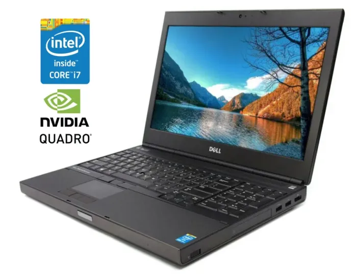 Мобільна робоча станція Б-клас Dell Precision M4800 / 15.6" (1920x1080) IPS / Intel Core i7-4710MQ (4 (8) ядра по 2.5 - 3.5 GHz) / 8 GB DDR3 / 256 GB SSD / nVidia Quadro K2100M, 2 GB GDDR5, 128-bit / WebCam / Win 10 Pro б/в - зображення 1