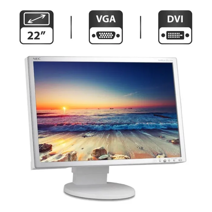 Монітор Б-клас NEC MultiSync EA221WMe / 22" (1680x1050) TN / VGA, DVI, USB / Вбудовані колонки 2x 1W / VESA 100x100 б/в - зображення 1