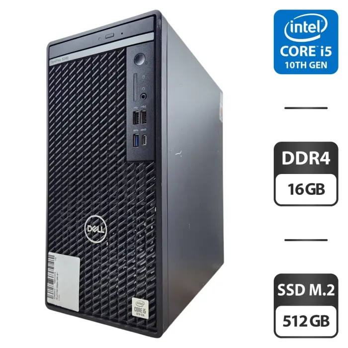 Комп'ютер Dell OptiPlex 5080 Tower / Intel Core i5-10500 (6 (12) ядер по 3.1 - 4.5 GHz) / 16 GB DDR4 / 512 GB SSD M.2 / Intel UHD Graphics 630 б/в - зображення 1