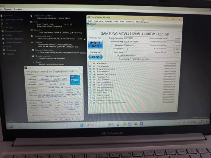 Ультрабук ASUS F1504ZA-SB55 Vivobook / 15.6" (1920x1080) IPS / Intel Core i5-1235u (10 (12) ядер по 3.3 - 4.4 GHz) / 12 GB DDR4 / 512 GB SSD / Intel Iris Xe Graphics / WebCam - зображення 8