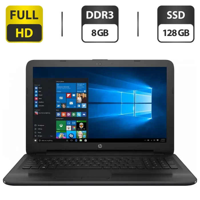 Ноутбук Б-клас HP 250 G5 / 15.6" (1920x1080) TN / Intel Core i3-5005U (2 (4) ядра по 2.0 GHz) / 8 GB DDR3 / 128 GB SSD / Intel HD Graphics 520 / WebCam / DVD-ROM / VGA б/в - зображення 1