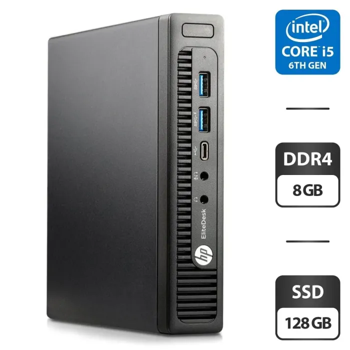 Неттоп HP EliteDesk 800 G2 Desktop Mini PC USFF / Intel Core i5-6500T (4 ядра по 2.5 - 3.1 GHz) / 8 GB DDR4 / 128 GB SSD / Intel HD Graphics 530 б/в - зображення 1