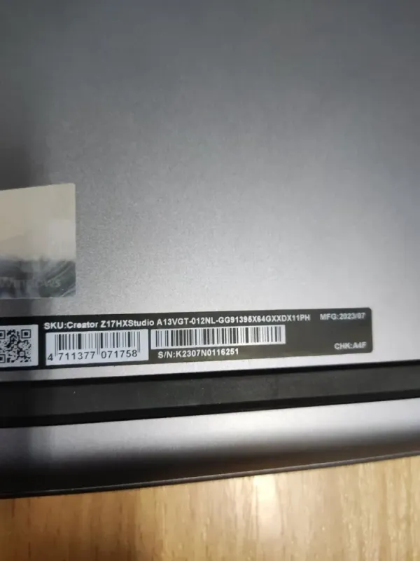 Ігровий ноутбук Б-клас MSI Creator Z17 HX Studio A13VGT / 17" (2560x1600) IPS Touch / Intel Core i9-13950HX (24 (32) ядра по 1.6 - 5.5 GHz) / 64 GB DDR5 / 2000 GB SSD M.2 / nVidia GeForce RTX 4070, 8 GB GDDR6, 128-bit / WebCam / Win 11 Pro б/в - зображення 9