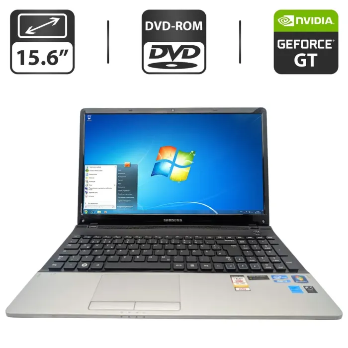 Ноутбук Samsung NP300E5A / 15.6" (1366x768) TN / Intel Core i3-2350M (2 (4) ядра по 2.3 GHz) / 6 GB DDR3 / 320 GB HDD / nVidia GeForce GT 520MX, 1 GB GDDR3, 64-bit / WebCam / DVD-ROM б/в - зображення 1