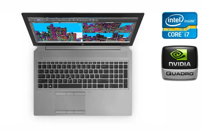 Мобільна робоча станція HP ZBook 15 G5 / 15.6" (1920x1080) IPS / Intel Core i7-8850H (6 (12) ядер по 2.6 - 4.3 GHz) / 32 GB DDR4 / 512 GB SSD / nVidia Quadro P1000, 4 GB GDDR5, 256-bit / WebCam / Fingerprint б/в - зображення 1