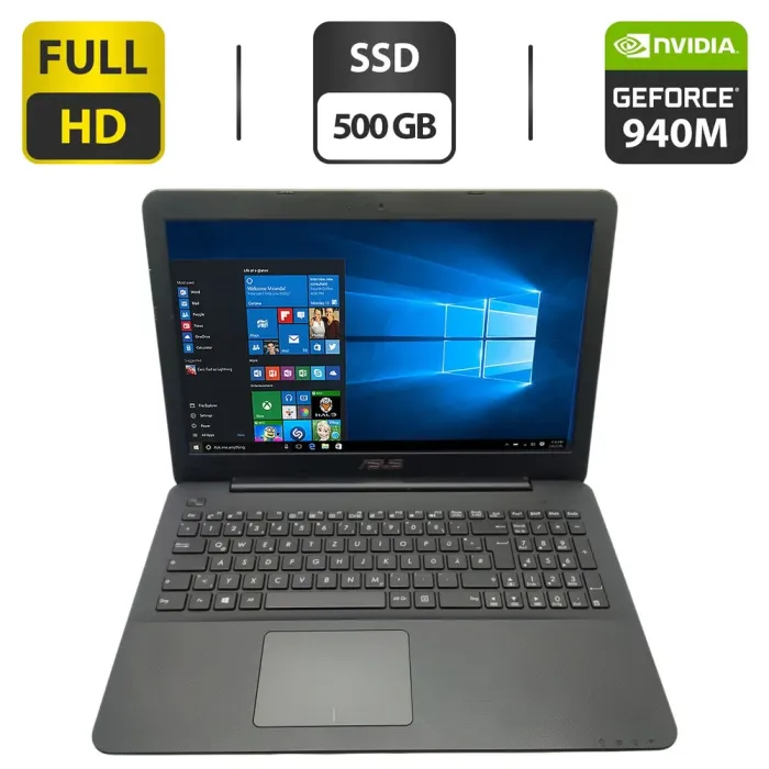 Ноутбук Asus X555 / 15.6" (1920x1080) TN / Intel Core i7-5500U (2 (4) ядра по 2.4 - 3.0 GHz) / 8 GB DDR3 / 500 GB SSD / nVidia GeForce 940M, 2 GB GDDR3, 64-bit / WebCam б/в - зображення 1