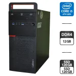 Комп'ютер Lenovo ThinkCentre M700 Tower / Intel Core i5-6400 (4 ядра по 3,7 - 3,3 ГГц) / 12 ГБ DDR4 / 120 ГБ SSD + 120 ГБ SSD / Intel HD Graphics 530 / DVD-ROM / Windows 11 Pro б/в