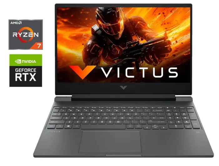 Ігровий ноутбук HP Victus 16-s1023dx / 16.1" (1920x1080) IPS / AMD Ryzen 7 8845HS (8 (16) ядер по 3.8 - 5.1 GHz) / 16 GB DDR5 / 512 GB SSD NVMe / nVidia GeForce RTX 4070, 8 GB GDDR6, 128-bit / WebCam б/в - зображення 1