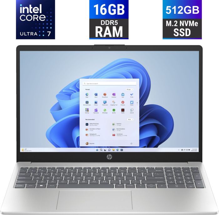 Ноутбук HP 15-FD1008CL / 15.6" (1920x1080) IPS / Intel Core Ultra 7 155H (16 (22) ядер по 1.4 - 4.8 GHz) / 16 GB DDR5 / 512 GB SSD M.2 / Intel Arc Graphics / WebCam / HDMI б/в - зображення 1