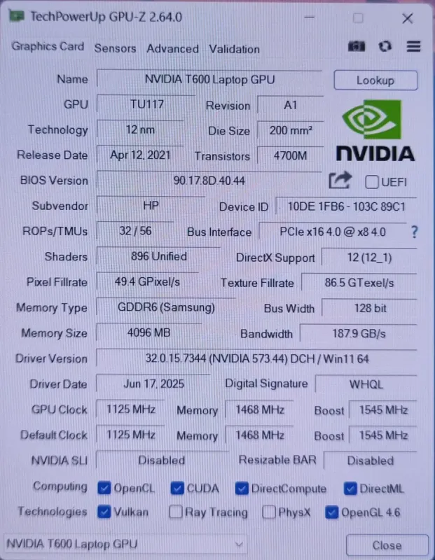 Мобільна робоча станція HP ZBook Power G7 / 15,6" (1920x1080) IPS / Intel Core i5-12600H (12 (16) ядер по 3,3 - 4,5 ГГц) / 16 ГБ DDR4 / 512 ГБ SSD / nVidia Quadro T600, 4 ГБ GDDR6, 128-біт / WebCam б/в - зображення 12