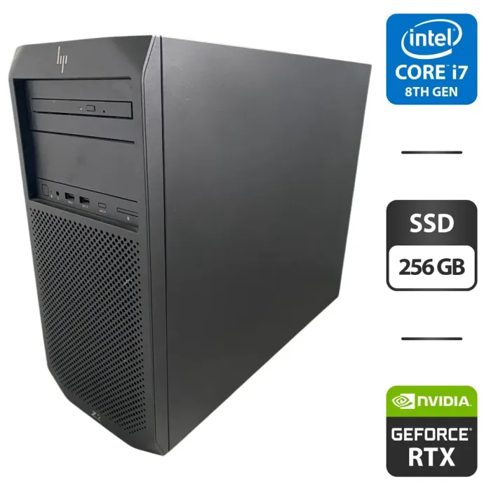 Робоча станція HP Z2 G4 Workstation Tower / Intel Core i7-8700 (6 (12) ядер по 3,2 - 4,6 ГГц) / 16 ГБ DDR4 / 256 ГБ SSD / nVidia GeForce RTX 2060, 6 ГБ GDDR6, 192-біт / DVD-ROM б/в - зображення 1