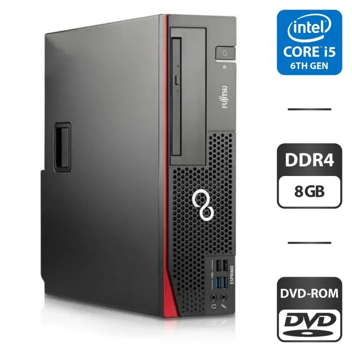 Комп'ютер Fujitsu Esprimo D756 E85 SFF / Intel Core i5-6500 (4 ядра по 3.2 - 3.6 GHz) / 8 GB DDR4 / 320 GB HDD / Intel HD Graphics 530 / DVD-ROM / Windows 10 Pro б/в - зображення 1