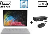 Ультрабук-трансформер Microsoft Surface Book 2 / 13.5" (3000x2000) IPS Touch / Intel Core i5-8350U (4 (8) ядра по 1.7 - 3.6 GHz) / 8 GB DDR3 / 256 GB SSD M.2 / Intel UHD Graphics 620 / WebCam / Два АКБ + Док-станція Microsoft Surface Dock 1661 б/в