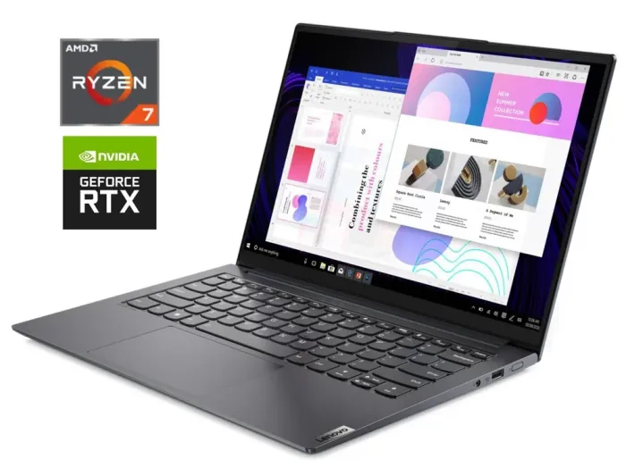 Ігровий ультрабук Б-клас Lenovo Slim 7 ProX 14ARH7 / 14.5" (3072x1920) IPS Touch / AMD Ryzen 7 6800HS (8 (16) ядер по 3.2 - 4.7 GHz) / 16 GB DDR5 / 1000 GB SSD NVMe / nVidia GeForce RTX 3050, 4 GB GDDR6, 128-bit / WebCam б/в - зображення 1
