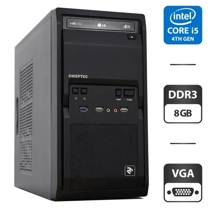 Комп'ютер Б-клас 2E Rational 1305 Tower / Intel Core i5-3470 (4 ядра по 3.2 - 3.6 GHz) / 8 GB DDR3 / 500 GB HDD / Intel HD Graphics 2500 / DVD-ROM / 350W / VGA б/в - зображення 1