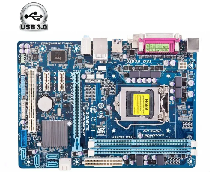 Материнская плата Gigabyte GA-B75M-D3V OEM / Socket LGA1155 б/в - зображення 1